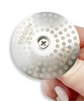 Close-up of Low Profile M5X16 Screw For IMS Precision Shower Screens CI200IM with flush head held in hand, stainless steel.
