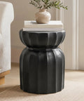 Chinese Style Ceramic Garden Stool And Drum Side Table For Patio, black ceramic accent piece next to a chair.