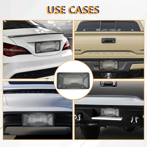 2 Pack Clear License Plate Protectors With Unbreakable Transparent Frames And Screw Cap Kit For Front And Rear Use Anti Rust ABS Plastic All Weather Protection Weatherproof Durable Holders For Standard American Vehicles on various car models.