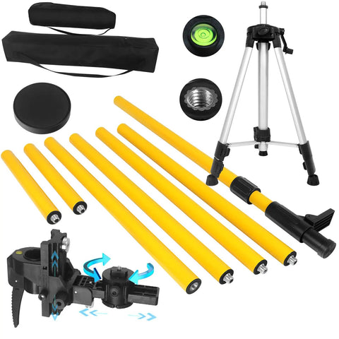 Components of Pro Grade Laser Level Pole With Tripod For Rotary And Line Lasers 13.78 Ft Telescoping Pole And 3.9 Ft Tripod