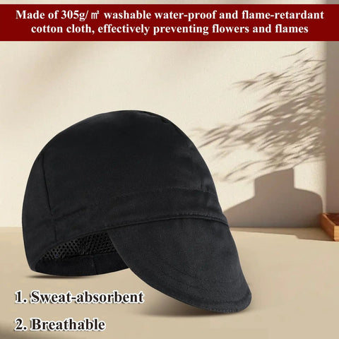 Reversible Welding Cap For Men And Women, Washable Fireproof Welders Hat With Flame Retardant Cotton, displayed on a surface.