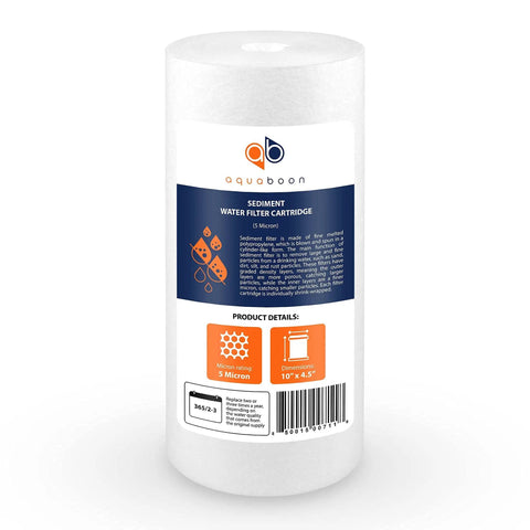 5 Micron 10 By 4 And A Half Inch Whole House Water Filter Cartridge Set Eight Pack Replacement Sediment And Carbon Filters For FXHTC DGD 5005 And Similar Systems Easy Install For Clean Drinking Water And Whole Home Purification sediment filter view