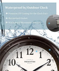 24 Inch Self Illuminated Outdoor Clock With Weather Station Thermometer And Hygrometer Waterproof Metal Clock in oil rubbed bronze finish