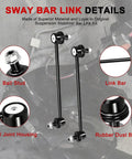 Front Sway Bar Link Kit Two Pack For Hyundai Accent 2012 To 2022 Elantra 2011 To 2016 Elantra Coupe 2013 To 2014 Elantra GT 2013 To 2017 Tucson 2014 To 2021 Veloster 2012 To 2017 Kia Forte 2014 To 2018 Rio 2012 To 2021 Soul 2014 To 2019 black sway bar links with ball stud and rubber dust boot