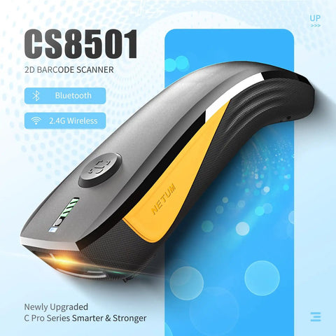 CS8501 2D Barcode Scanner with Bluetooth and 2.4G wireless capabilities, upgraded design for inventory management