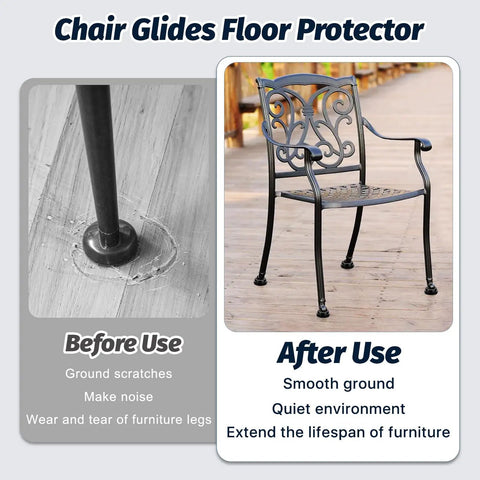 Heavy Duty Rubber Chair Leg Caps For Wrought Iron Patio Furniture 1.25 Inch Inner Fit Anti Slip Floor Protectors in use.
