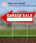 7 Pack Garage Sale Signs With Stakes 16x6 Inch Double Sided Yard Sale Arrows Waterproof Outdoor Signs With 14 Metal Stakes, red arrow sign