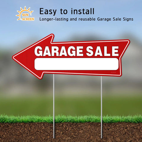 7 Pack Garage Sale Signs With Stakes 16x6 Inch Double Sided Yard Sale Arrows Waterproof Outdoor Signs With 14 Metal Stakes, red arrow sign