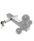 Heavy Duty Trailer Hitch Lock 5 By 8 Inch Receiver Pin With Two Keys Chrome Finish, Locking Hitch Pin shown on a hitch