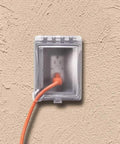 Extra Duty 1 Gang Recessed Weatherproof In Use Electrical Outlet Cover With Nonmetallic Construction installed on stucco wall
