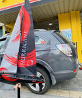 84 Inch Remote Control Sailboat Kit With Preassembled Accessories, red and black canvas sail by car, ABS hull visible