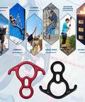 50KN Rescue Figure Belay Device For Rock Climbing Built Tough With Bent-Ear Descender, two color options shown, and climbing uses.