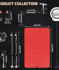 Dimensions and components of Magnetic Third Hand Soldering Tool Set With Four Arms Large PCB Clamp Holder Upgraded Pillars.