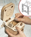 3D Wooden Puzzle Password Box Kit For Adults And Teens With A Hidden Combination Lock Mechanism Laser Cut Wood No Glue Required Clear Instructions, open wooden puzzle box with hand inserting key