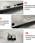 Close-up of Stainless Steel Barn Door Soft Close Mechanism Kit With Adjustable Tension Spring Damper And Included Actuator Spacers, Hole Free No Drilling For Flat Track Doors Weighing 77 To 132 Pounds, Easy Install, 2 Pack showing adjustment details.