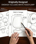 Sketches of Set Of 2 Small Modern Touch Control Table Lamps For Bedroom And Living Room prototype with opal glass shade design.