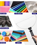 GOCHANGE 3-in-1 foam cutter with curved wire blade and black handle, shown with foam, sponge and craft materials.