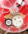 Manual Seeder For Garden Use, Metal Precision Push Seeder With Clear Seed Storage Box, soil beneath visible seeds