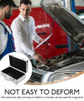 Hella Sturdy Aluminum Tool Case With Slick Carry Handle For General Hand Tools And Small Hardware Parts Sorting Organizer Badass Outdoor Storage Box being used by mechanics at a car.