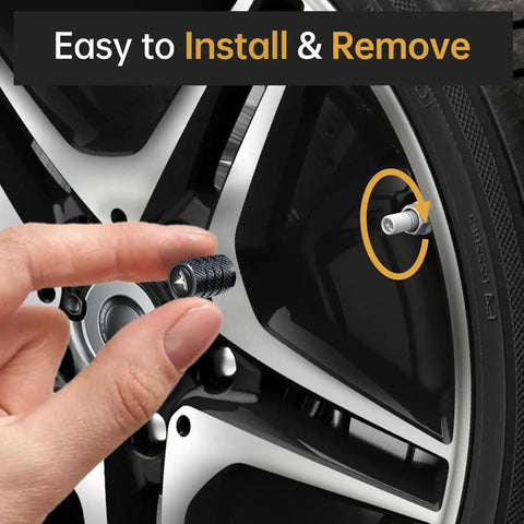 Installing Tesla Model 3 S X Y Tire Valve Stem Caps Aluminum Alloy Leakproof And Corrosion Resistant Black on car tire