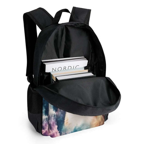 Unisex Laptop Backpack With Big Storage For Work And College Dope Galaxy Space Cat Sunglasses Theme Easy To Organize Comfortable Breathable Straps