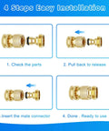 Installation steps for Garden Hose Quick Connector Kit Three Quarter Inch GHT Solid Brass No Leak Fittings For Water Hose 4 Sets