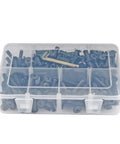 Built Different Black M6 Furniture Connector Bolts Assortment Kit in clear storage box with hex cap nuts and drive tools