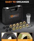 Axle Spindle Rethreading Kit For Mechanics, 16 Piece Precision Restorer Master Repair Set with case and tools displayed