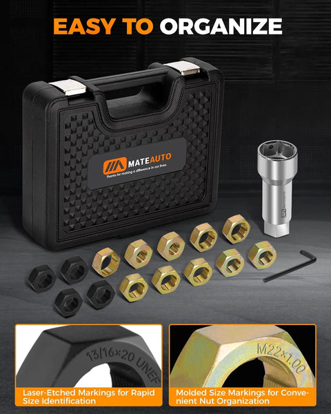 Axle Spindle Rethreading Kit For Mechanics, 16 Piece Precision Restorer Master Repair Set with case and tools displayed