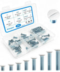 White Wall Plate Screws Kit With 46 Screws In Eight Lengths For 6-32 Thread, organized in a labeled case for quick installations