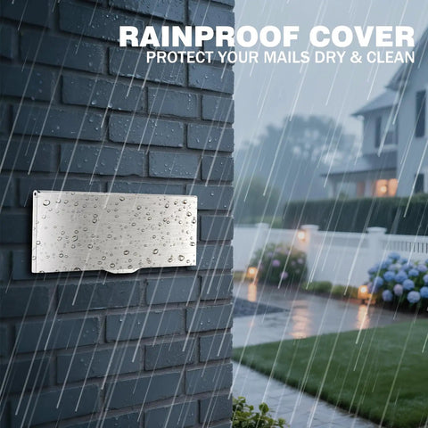 Through Wall Drop Box With Lock For Secure Mail And Payments Wall Mailbox With Rainproof Cover on wet brick wall