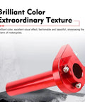 Top Shelf Performance Heavy Duty Motorcycle Throttle Grip 22 Mm 7 8 Inch Cnc Aluminum Handlebar Accelerator Replacement Rustproof Universal Streetbiker Red close-up view showcasing texture and color.