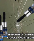 Close-up of Phone Screen Scratch Remover Kit for Smartphones, Tablets and Smartwatches with cracked screen background