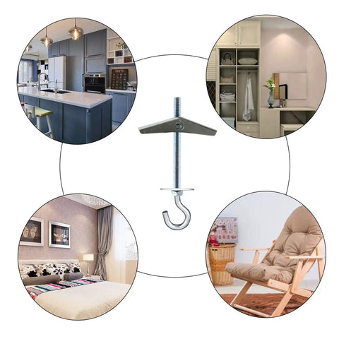 Heavy Duty Carbon Steel Ceiling Hooks Four Pack Spring Toggle Drywall Anchors For Hollow Walls Rock Solid Swag Plant Hangers No Sweat Setup Today