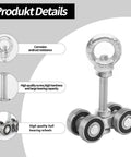 Four Wheel Trolley Assembly Rollers For One And Five Eighths Inch Wide Strut Channel With Silent Strut Operation, steel, side view