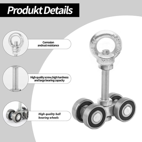 Four Wheel Trolley Assembly Rollers For One And Five Eighths Inch Wide Strut Channel With Silent Strut Operation, steel, side view