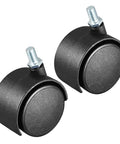 Slick Rolling Nylon Caster Wheels Twin Roller Rig With M8 Threaded Stem Matte Black swivel casters for tool chests.