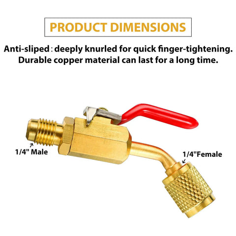 1/4 inch male to female refrigerant valve from 7 Piece DIY Friendly Air Conditioning Refrigerant Valve And Adapter Kit