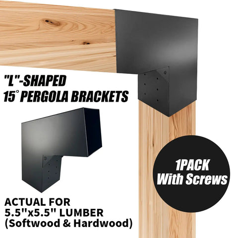 6 By 6 Inch L Shaped Pergola Brackets 2 Pack Two Way Wood Post Brackets For Indoor And Outdoor Use 15 Degree Angle Slant Brackets For Gazebos Patios Porches And Log Cabins With Screws DIY Friendly Heavy Duty