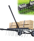 Tow Behind 40 Inch Dethatcher With 20 Spring Steel Tines For Large Lawns, Beast Mode Heavy Duty Lawn Care Attachment loaded with boxes