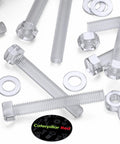 Kickass Clear Acrylic Hex Bolt Fastener Kit Paired With Nuts And Washers M8 X 60mm Knockout Transparent Hardware Pack for DIY.