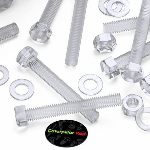 Kickass Clear Acrylic Hex Bolt Fastener Kit Paired With Nuts And Washers M8 X 60mm Knockout Transparent Hardware Pack for DIY.