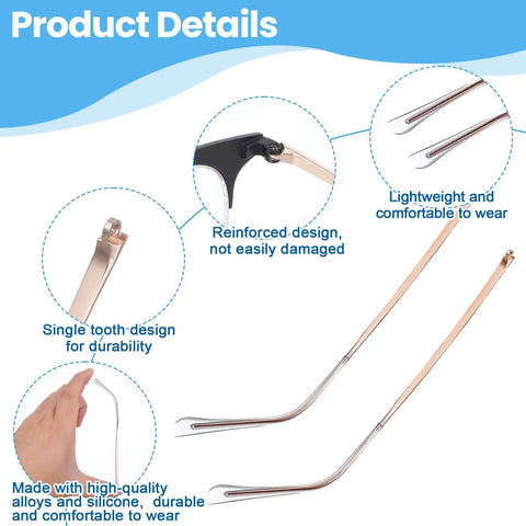 Gold Eyeglasses Repair Kit With Temple Arms Replacement Parts And Soft Nose Pads Plus Compact Screwdriver For Broken Frames displaying lightweight gold temple arms.