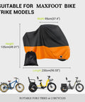 Durable 210D Waterproof Tricycle And Bike Cover For Outdoor Use Fits 1 To 2 Bikes With Full Coverage Snug Fit Universal Size 90.5L By 37.4W By 49.2H For Most Adult Tricycles And E Bikes Orange Weatherproof Dustproof All Weather. Fits trike models, 230cm x 95cm x 125cm cover shown