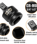 Cool 5 Piece Impact Socket Adapter And Reducer Kit Includes 3/4 To 1/2 1/4 To 3/8 3/8 To 1/2 And More For Heavy Duty Crankin' With Chrome Molybdenum Alloy Build, 3/4 to 1/2 adapter