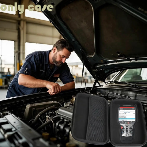 Mechanic uses Innova 6030P with Durable EVA Hard Case for Innova 6030P And 5610 OBD2 Scanner ABS Code Reader