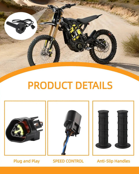 Full Twist Throttle Upgrade For Surron Electric Dirt Bike Waterproof E Bike Throttle Grips Kit with installation details