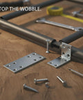3 Inch L Shaped Metal Bed Connector Plates With Screws Corner Brackets For Frame Support Heavy Duty Steel on wood surface with tools