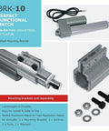 12V Industrial Linear Actuator With 10 Inch Stroke, 330 Lb Thrust, shown with brackets and hardware components