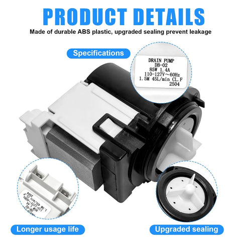Washer Drain Pump Motor Replacement For LG And Kenmore Washers Direct Fit Easy Install DIY Friendly Quiet Operation details
